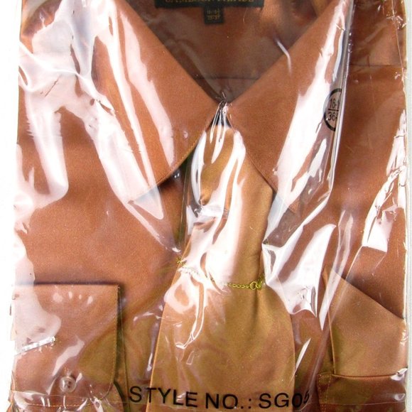 NEW Jameson Meade 4 Pc. Coppery Brown Satin Dress Shirt Set, 16-16.5 (36/37) - Picture 1 of 2